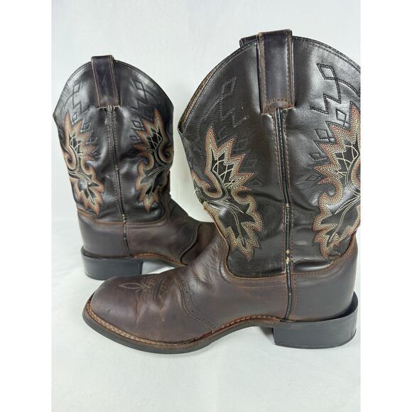 Double-H Brown Leather Western Cowboy Boots Men Size 10D Made in Mexico main image 6